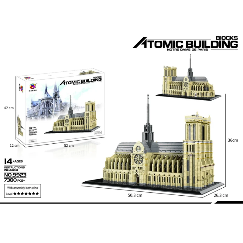 Woma Brand Toys 7380 PCS Mini Blocks World Architecture Notre Dame De Paris Model Diamond Bricks Building Toy for Children Gift