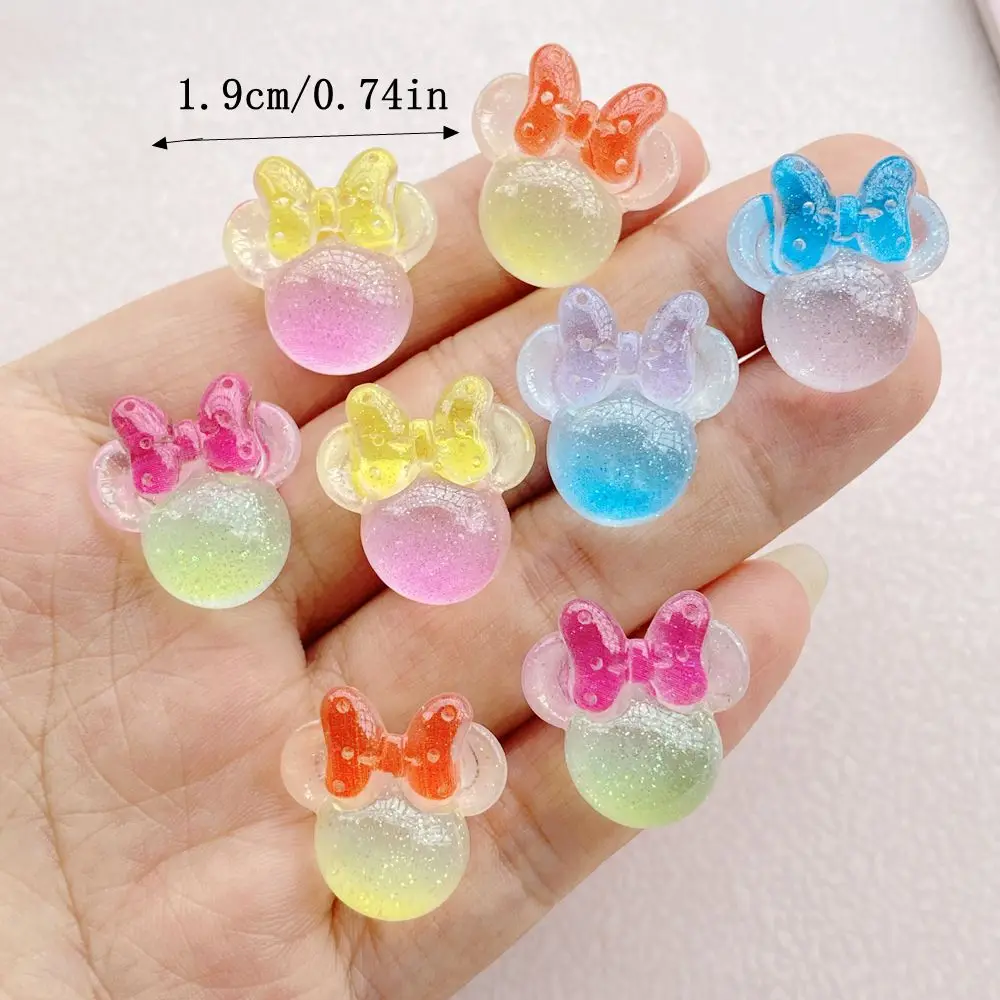 10Pcs New Resin Cartoon Bow Mouse Head Series Flat Back Cabochons Scrapbooking DIY Jewelry Craft Decoration Accessories