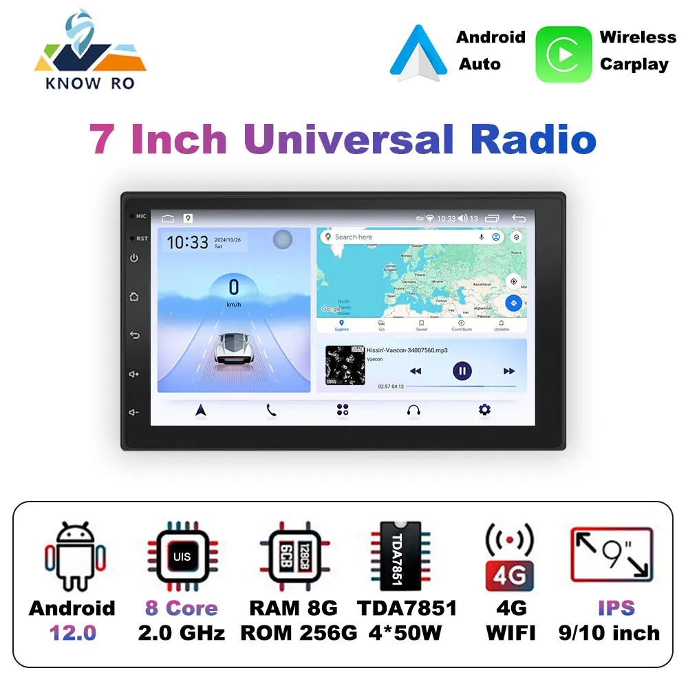 Android 12 Car Auto Radio 2DIn 7 Inch Multimedia Video Player GPS WiFi 4G Carplay Auto For Nissan Hyundai Kia Toyota Honda Geely