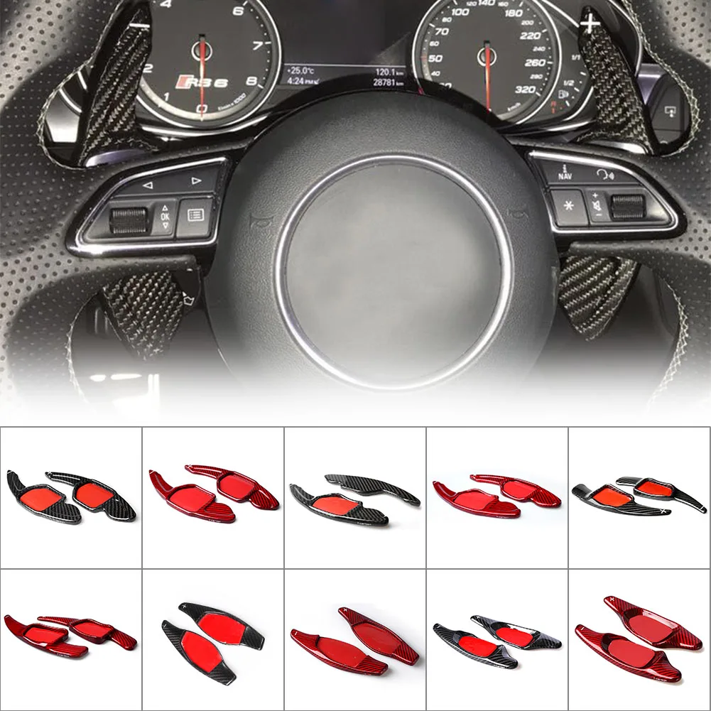 Carbon Fiber Car Steering Wheel Paddle Shift Extension Shifter For Audi A3 RS3 A5 RS6 A4 A6 R8 A7 Q3 A8 Q5 S5 Q7 S6 TT S7 TTS S8