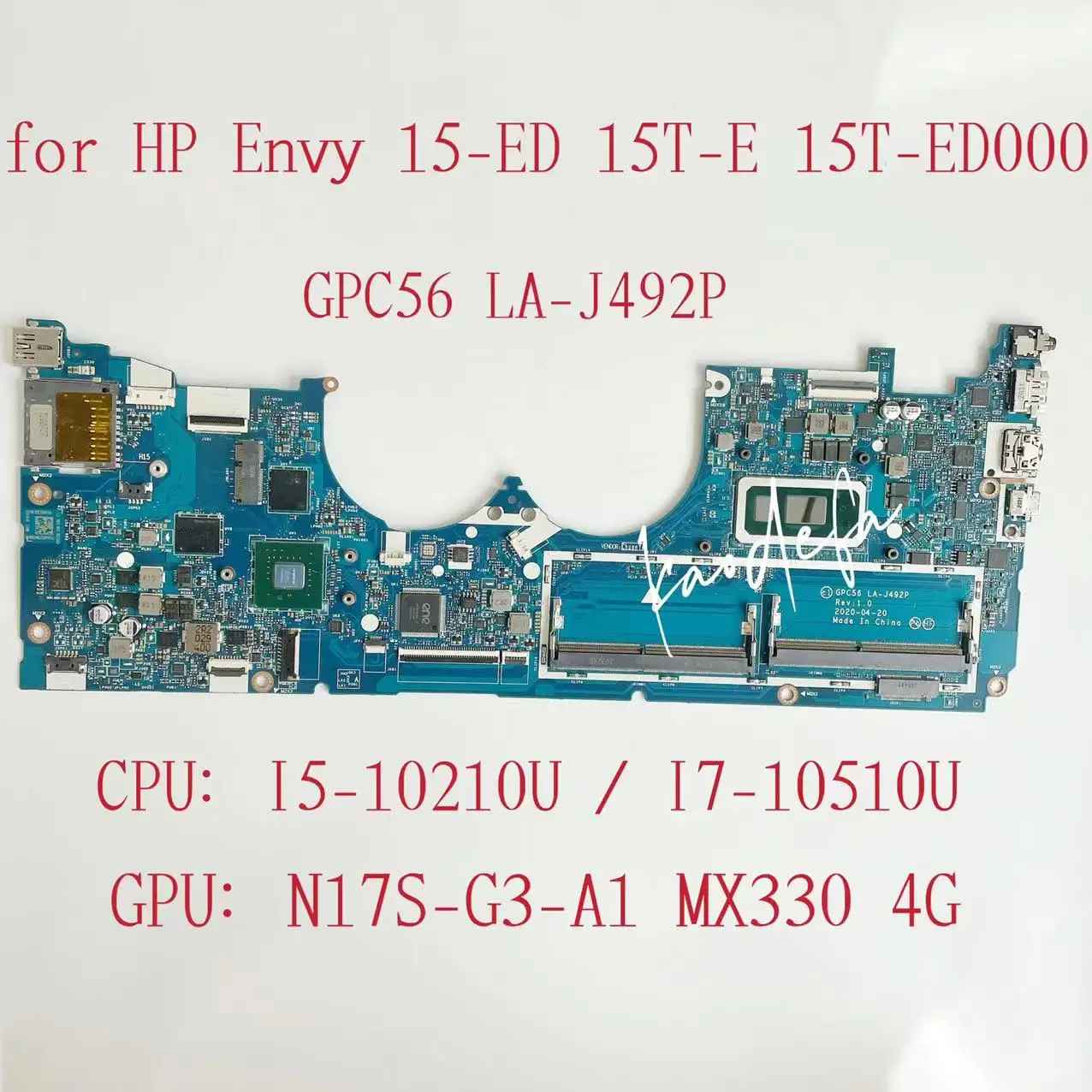 LA-J492P For HP 15 E 15T E 15T ED000 15 ED0047NR Laptop Motherboard With I5 I7 10th Gen CPU GPU:MX330 4G L93873-601 L93874-601