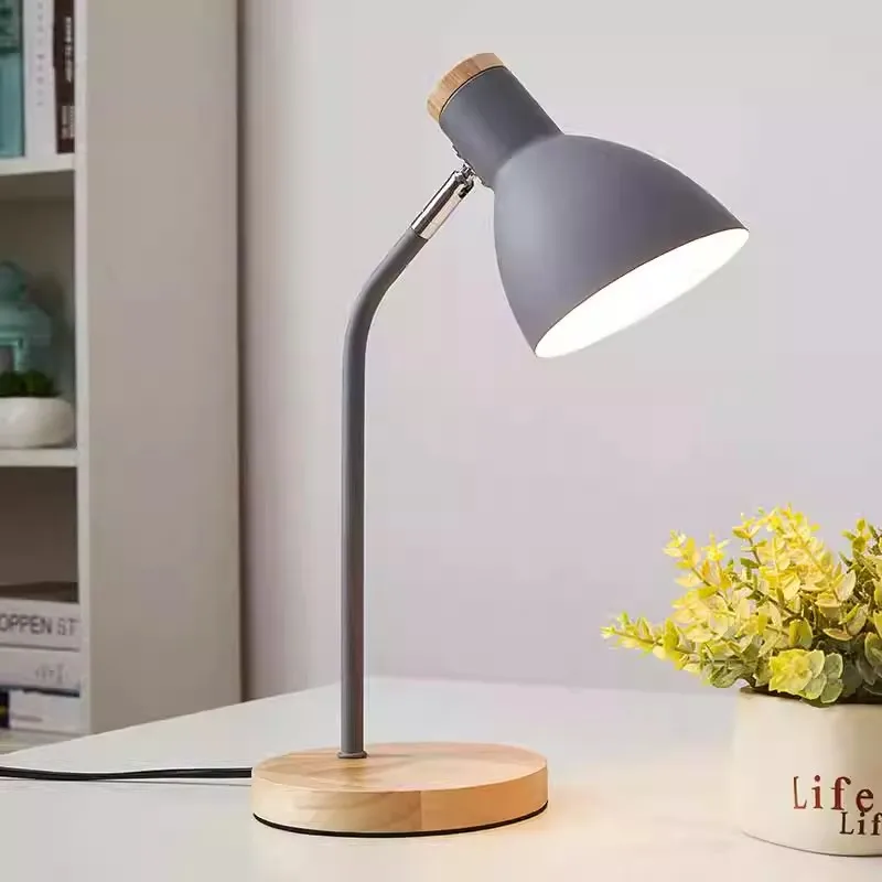 Best-selling Nordic LED creative living room minimalist solid wood modern macaroon color student desk decorative table lamp