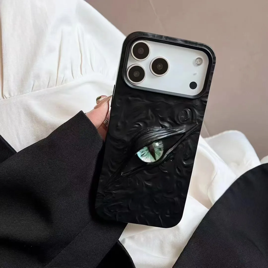 الفاخرة ثلاثية الأبعاد التجاعيد عين الشيطان الكهربائي غطاء ناعم آيفون 17Air 16 15 14 13 12 11 17Pro ماكس الإبداعية عيون جراب هاتف