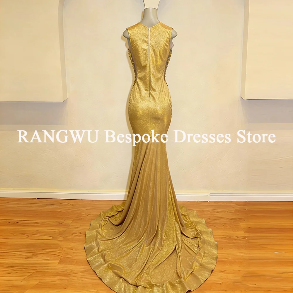 Real Image Gold Prom Dresses 2026 For Black Girls Appliqued Beads Long Birthday Mermaid Party Gowns Customized