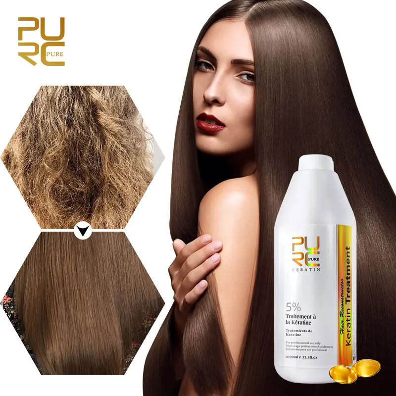 PURC Brazilian Keratin Hair Treatment Formalin Smoothing Straightening Softening Nourishing Hair Care PURE 1000ml