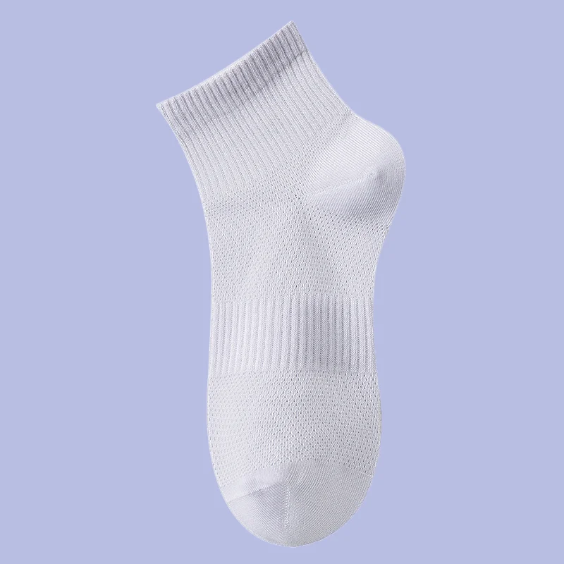 Calcetines finos de tubo medio para mujer, medias náuticas de malla transpirable, absorbentes del sudor, color blanco y negro, primavera y otoño, 5/10 pares