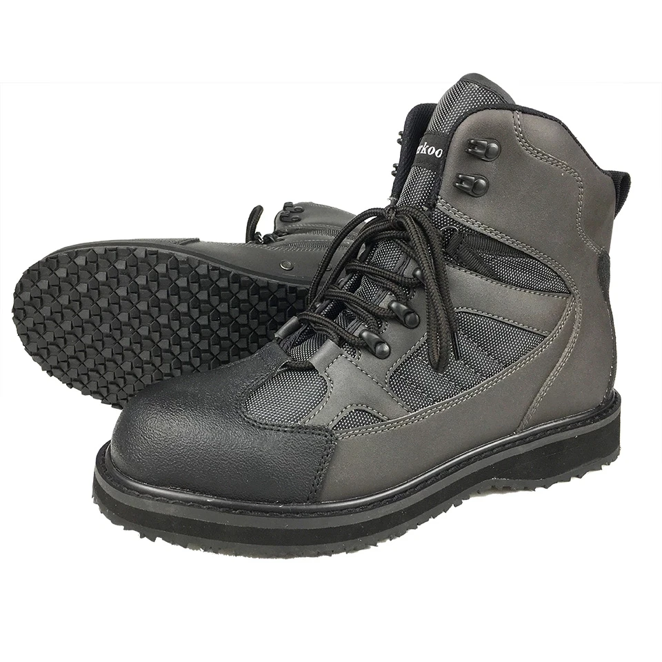 

Fly Fishing Waders Rubber Anti-Slippery Sole Wading Shoes Hunting Boots 41-48 Gray Breathable Upstream Leather Lace Up Men Women