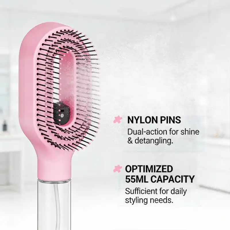 Neue 2-in-1-Sprühbürste für Haare, Wassernebel, ätherisches Öl, Sprühbürste zur Kopfhautmassage für Haarstyling, wiederverwendbar, Herbst und Winter – Detail 5
