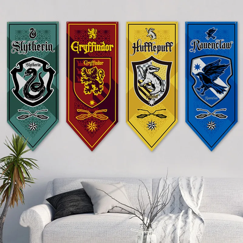 Movie Harries Themed Flag Hogwarts School of Witchcraft and Wizardry Badge Pattern Banner Party Supplies Wall Decoration