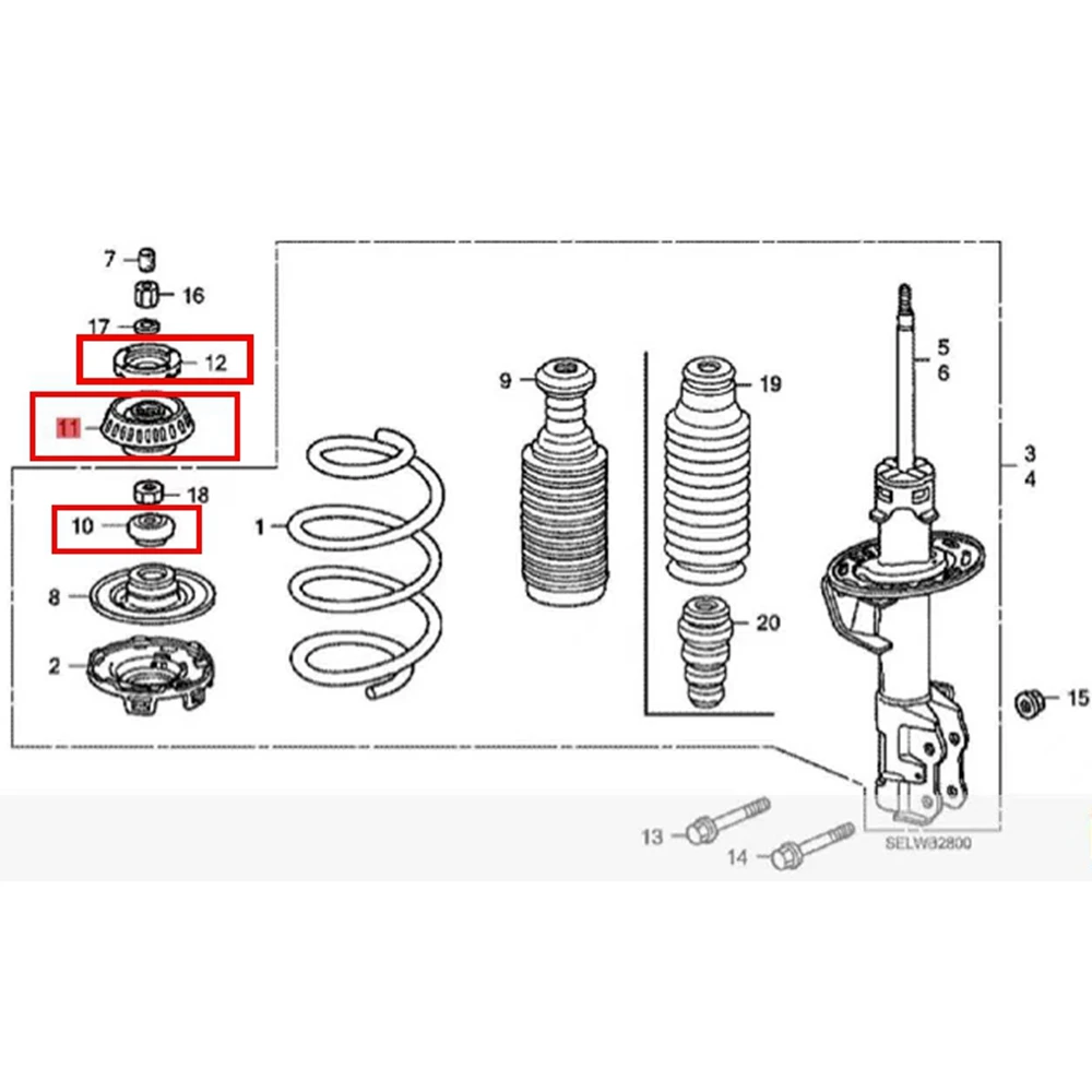 6pcs Front Suspension Friction Bearing Strut Mounting Shock Absorber Rebound Stop Damper Kit For HONDA FIT JAZZ GD1 GD3 GE6 GE8