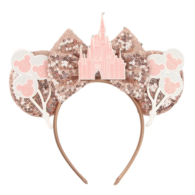 ديزني عيد ميلاد الأطفال ميكي Headbands آذان ميكي إكسسوارات الشعر رسالة ملونة التألق القوس ملاهي أغطية الرأس