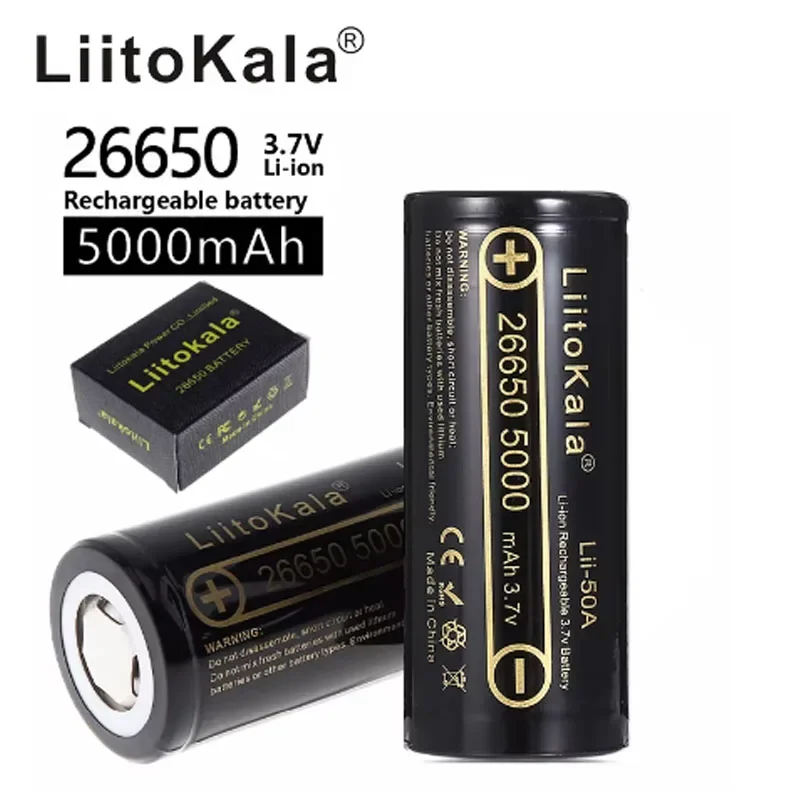 1-8 pezzi LiitoKala lii-50A 26650 5000mah batteria al litio 3.7V 5000mAh 26650-50A batteria ricaricabile adatta per torcia elettrica