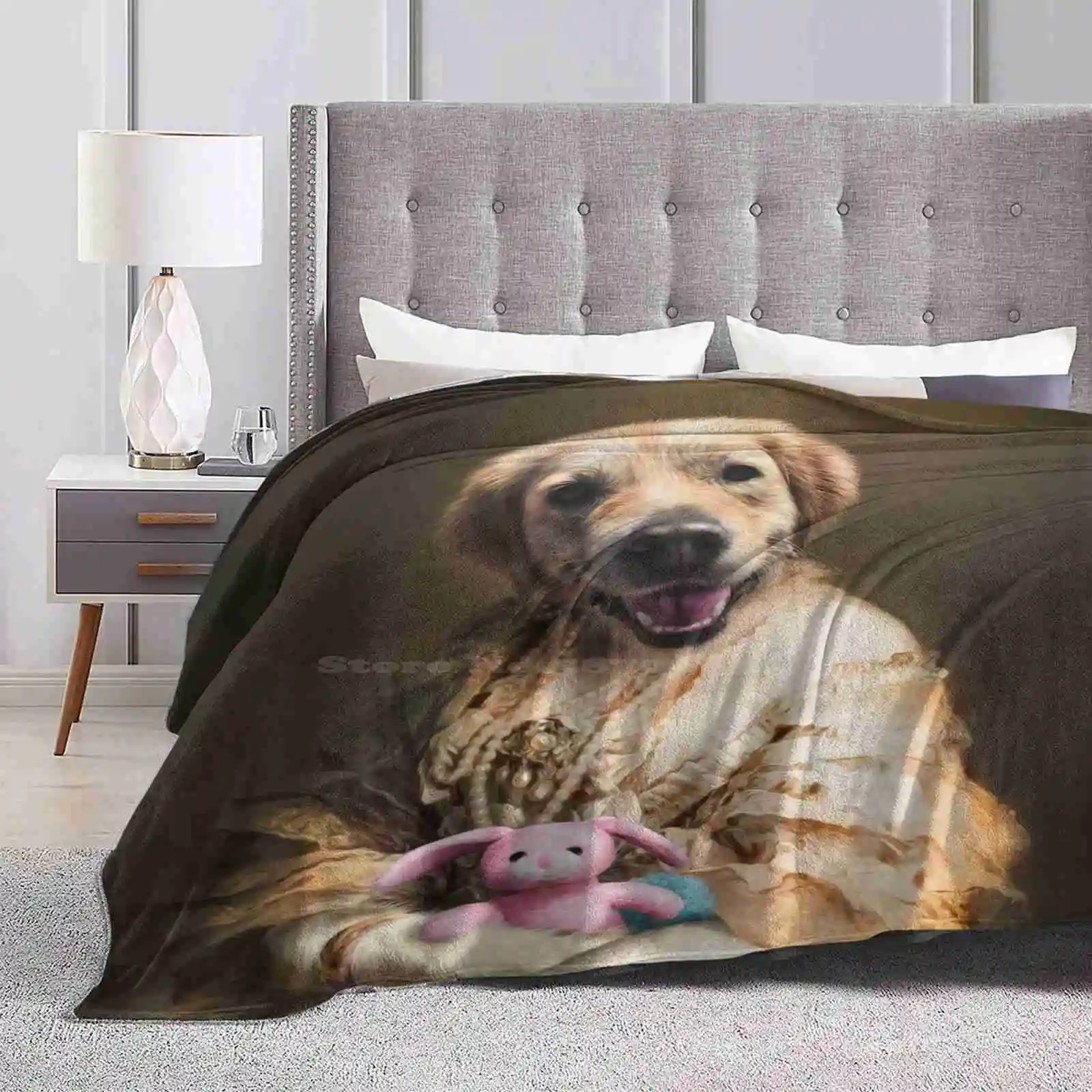 Golden Retriever Portrait-Neena Soft Warm Light Thin Blanket Golden Retriever Pompouspets Dog Images Dog Portraits Animal Art