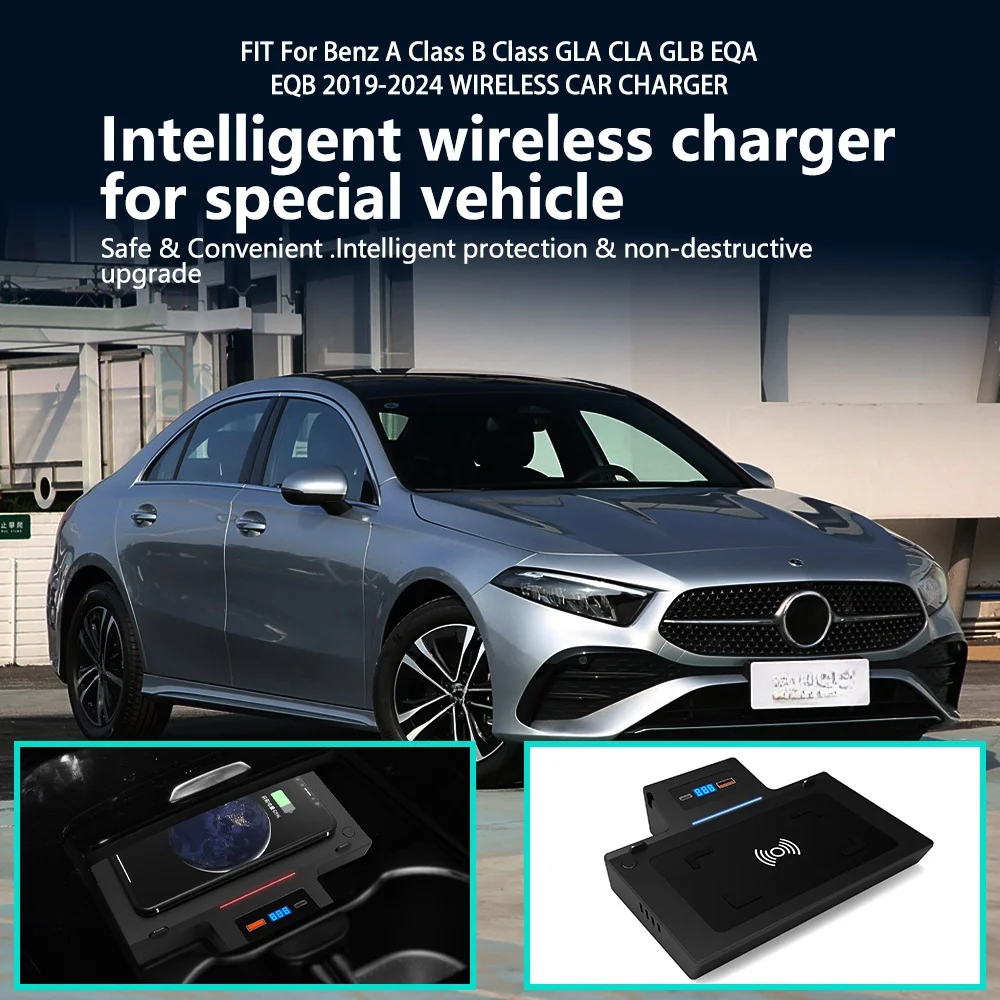 Induction Charging Pad QI 15W fast For Iphone wireless charging  car accessories For Benz A BClass GLB CLA/GLA EQA EQB 2019-2024 view 2