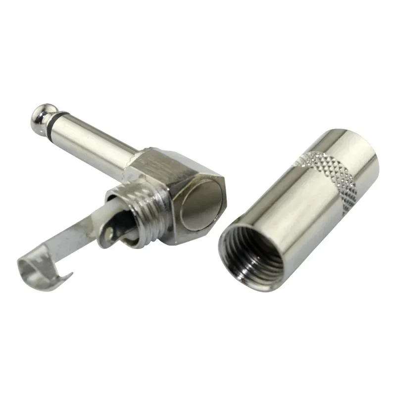 

1/4" 6.35 90 Degree Jack Solder Connector Metal 6.35mm Plug Right Angle Male Mono Plug L-Shape Audio Connector for Guitar Audio