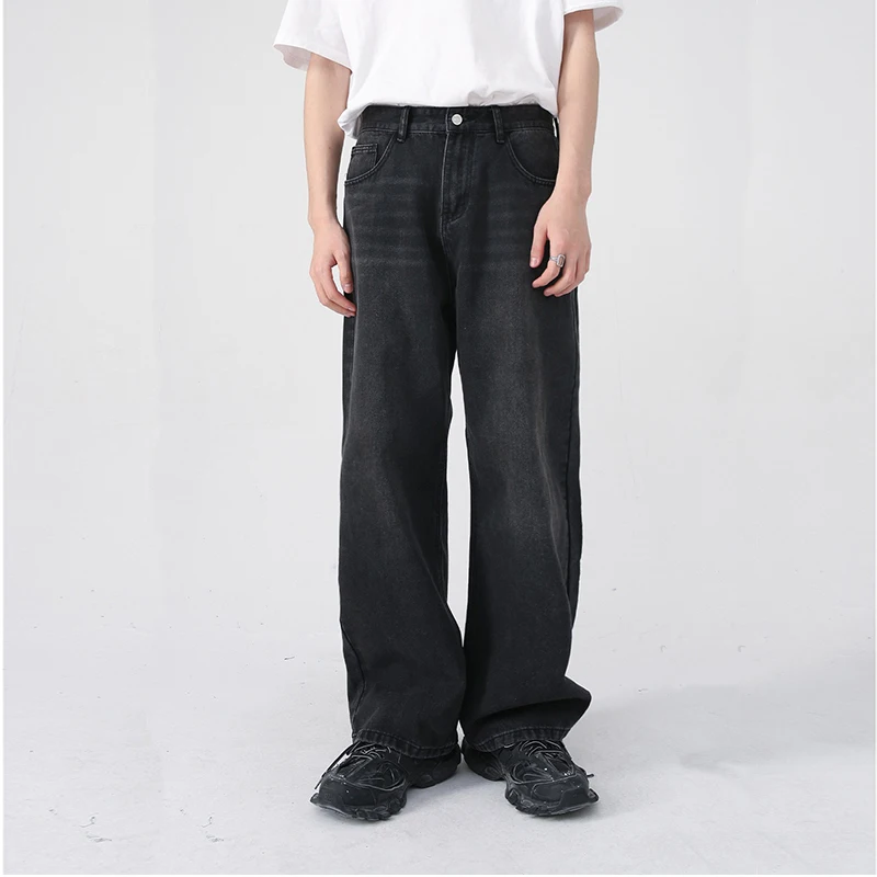 Men's Jeans New Korean Personality Straight Wide Leg Pants 2023 Fashion Autumn Winter Vintage Male Trousers