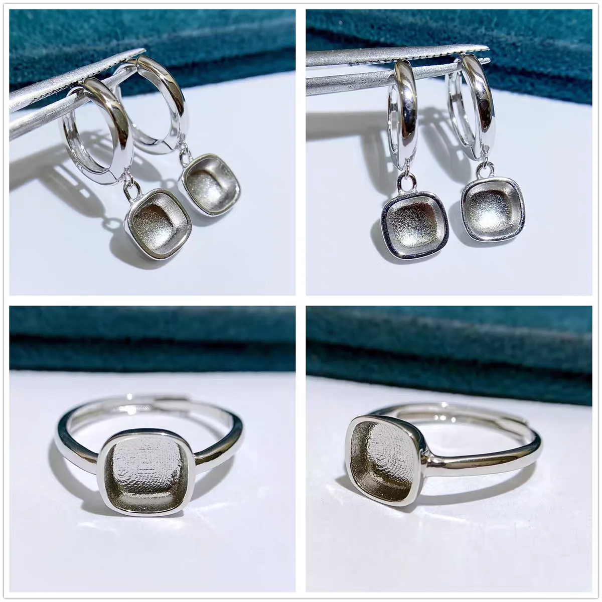 

MeiBaPJ 6 мм 8 мм, квадратный камень, серебро 925 пробы, простое основание для кольца/серег, заготовка для самостоятельного изготовления, для женских изысканных украшений