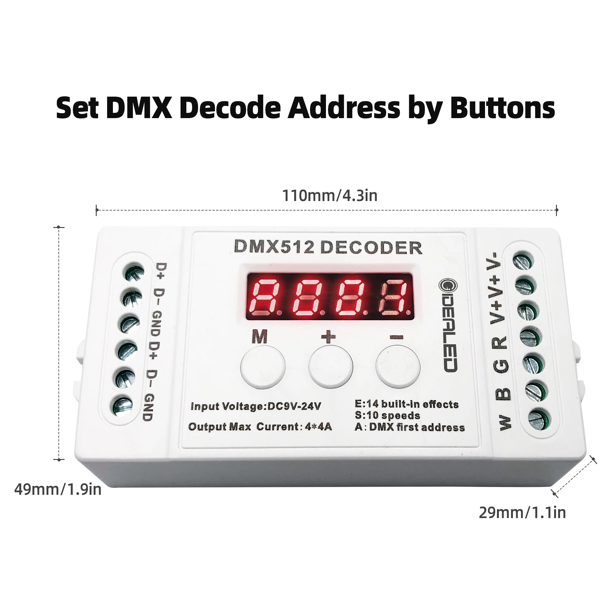 Mini décodeur DMX 512 RGBW LED, 4 canaux, contrôleur de bande lumineuse, utilisation sur Console, éclairage décoratif, éclairage domestique,