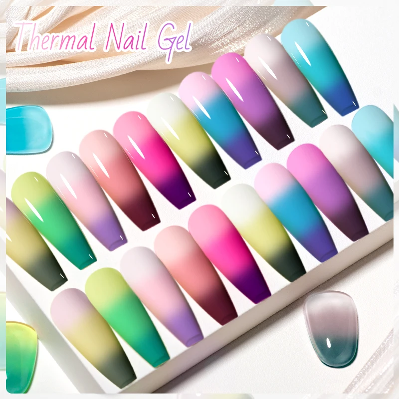 7ml Pink Blue Thermal Gel Nail Polish 3 Layers Temperature Color Changing Gel Semi Permanent Soak Off Nails Art UV Gel Varnish