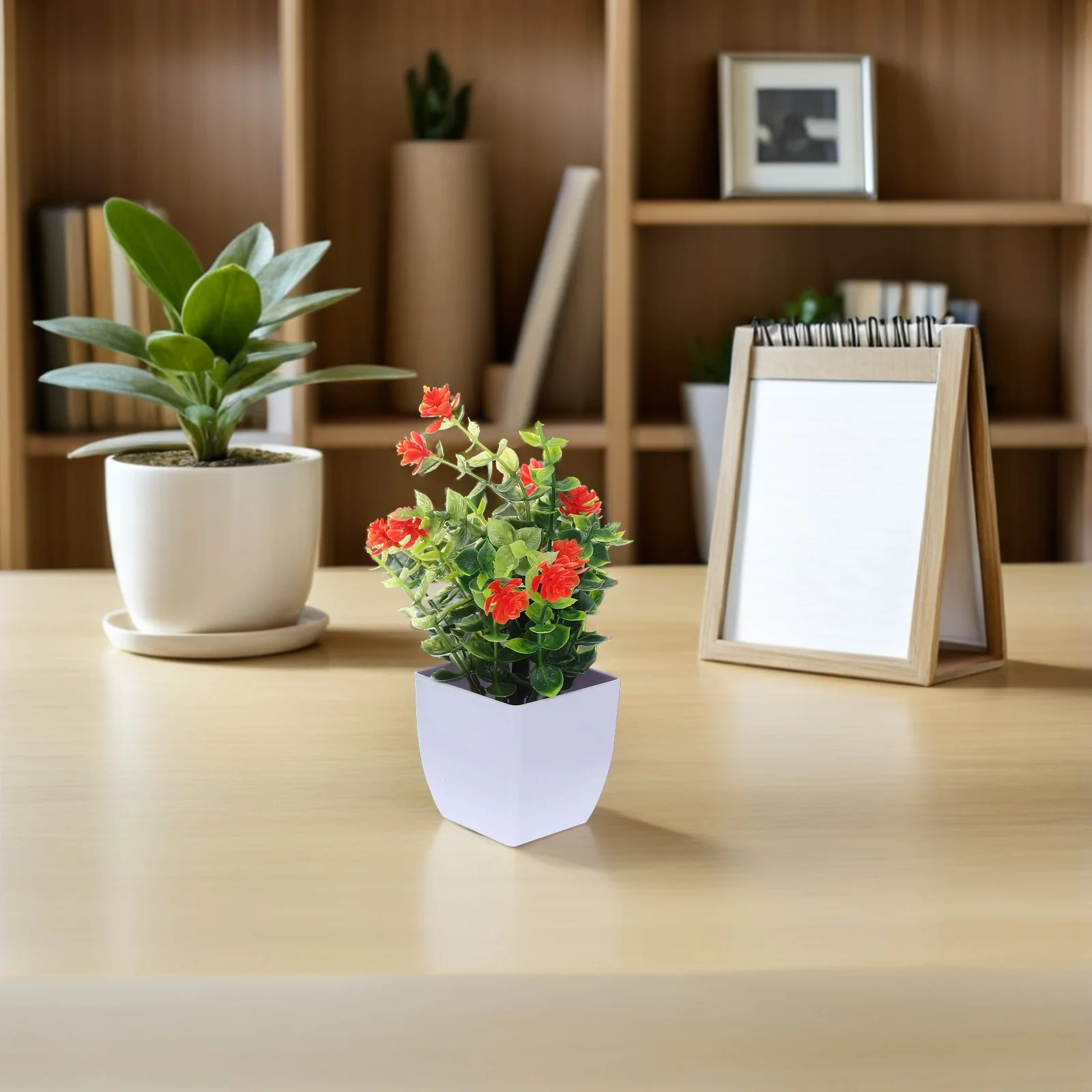 

6Pcs Mini Artificial Potted Flowers Realistic Faux Plants Plastic Vase Decoration for Home Office Garden Desk Faux Potted Plants