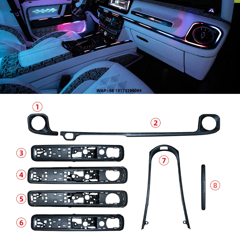 G Class W464 G500 G63 2019-2024 Auto LED Interior Kits Ambient Lights Air Condition Trims Central Control Cover for Car
