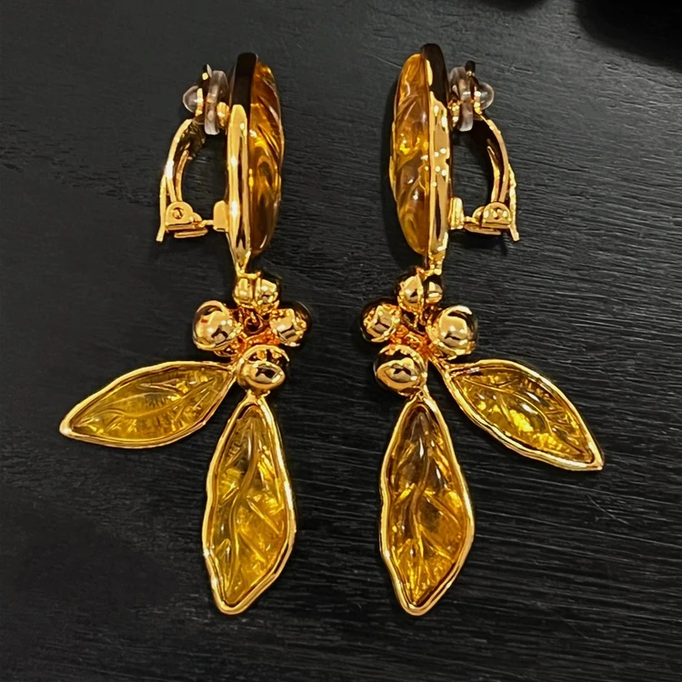 

Европа Америка Винтажные ювелирные изделия из листового стекла Роскошные серьги-клипсы для ушей Женский тренд