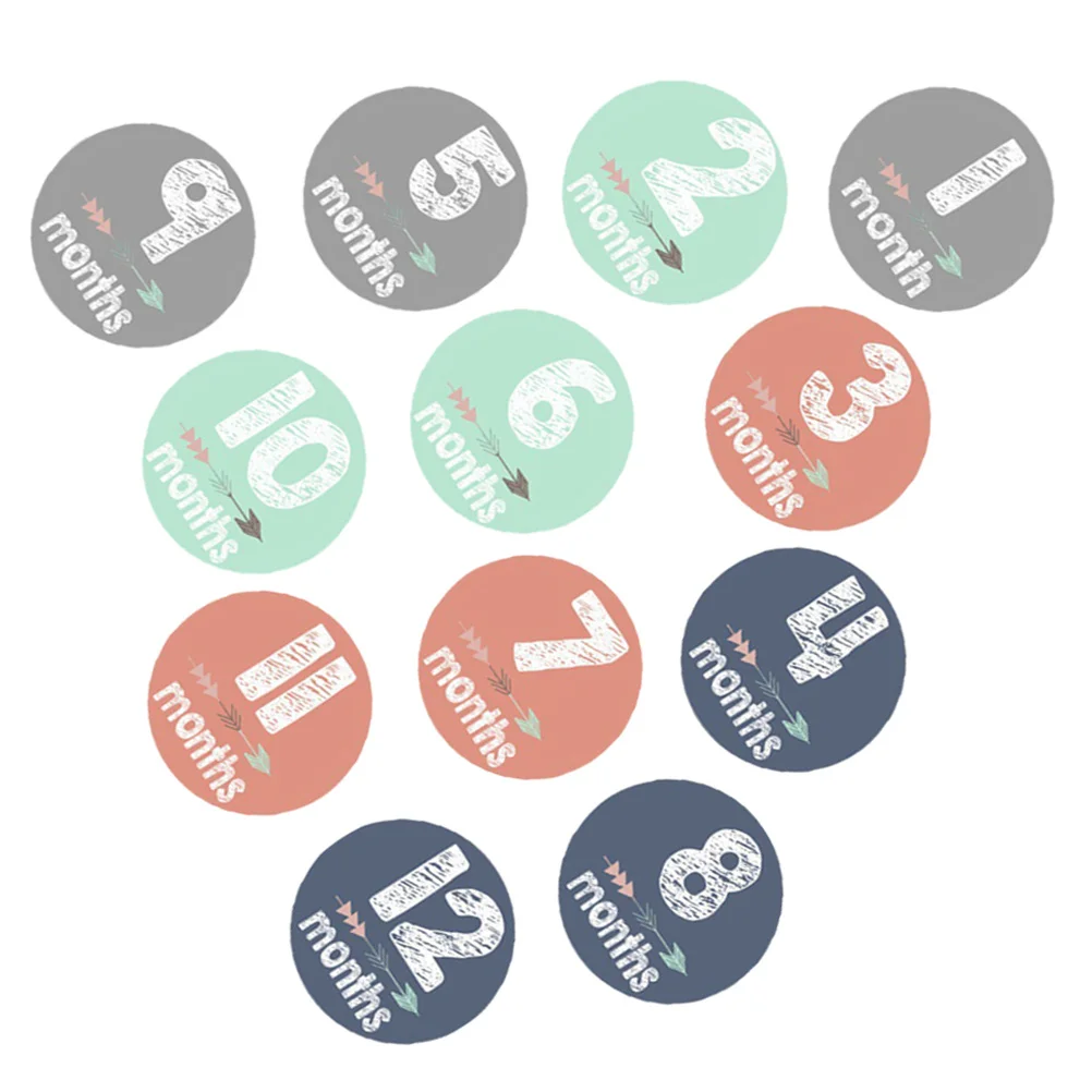 12 قطعة ملصقات معلم شهر الطفل ذاتية اللصق الوليد صور الدعائم لسجل القصاصات التصوير استوديو ألبوم تذكار الولادة