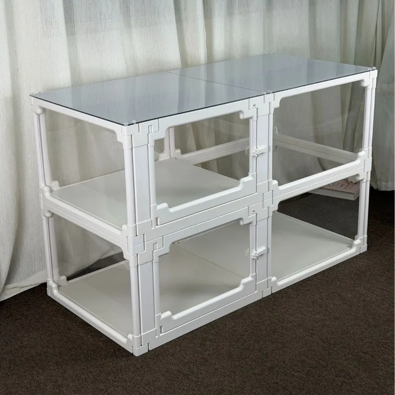 Indoor Double Layer Pet Fence Cage 40+40CM Transparent Cat Dog Cage Kennels Small Dogs Luxury Cages Pets Furniture Supplies
