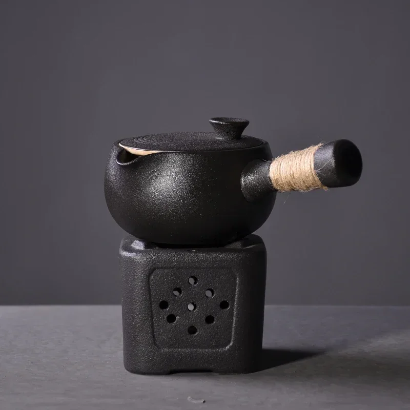 black crockery ceramic kyusu teapot chinese tea pot drinkware 500ml