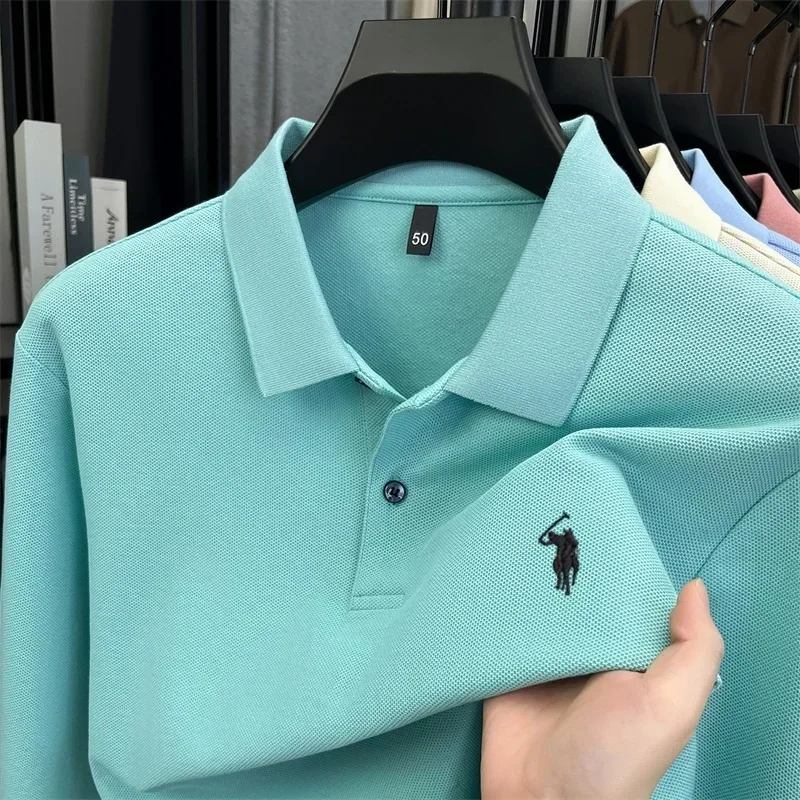 100% reine Baumwolle, hochwertiges Marken-Poloshirt für Herren mit langen Ärmeln, modisches Luxus-Golfshirt mit Stickerei für Herbst und Winter, lässiges T-Shirt. – Detail 19