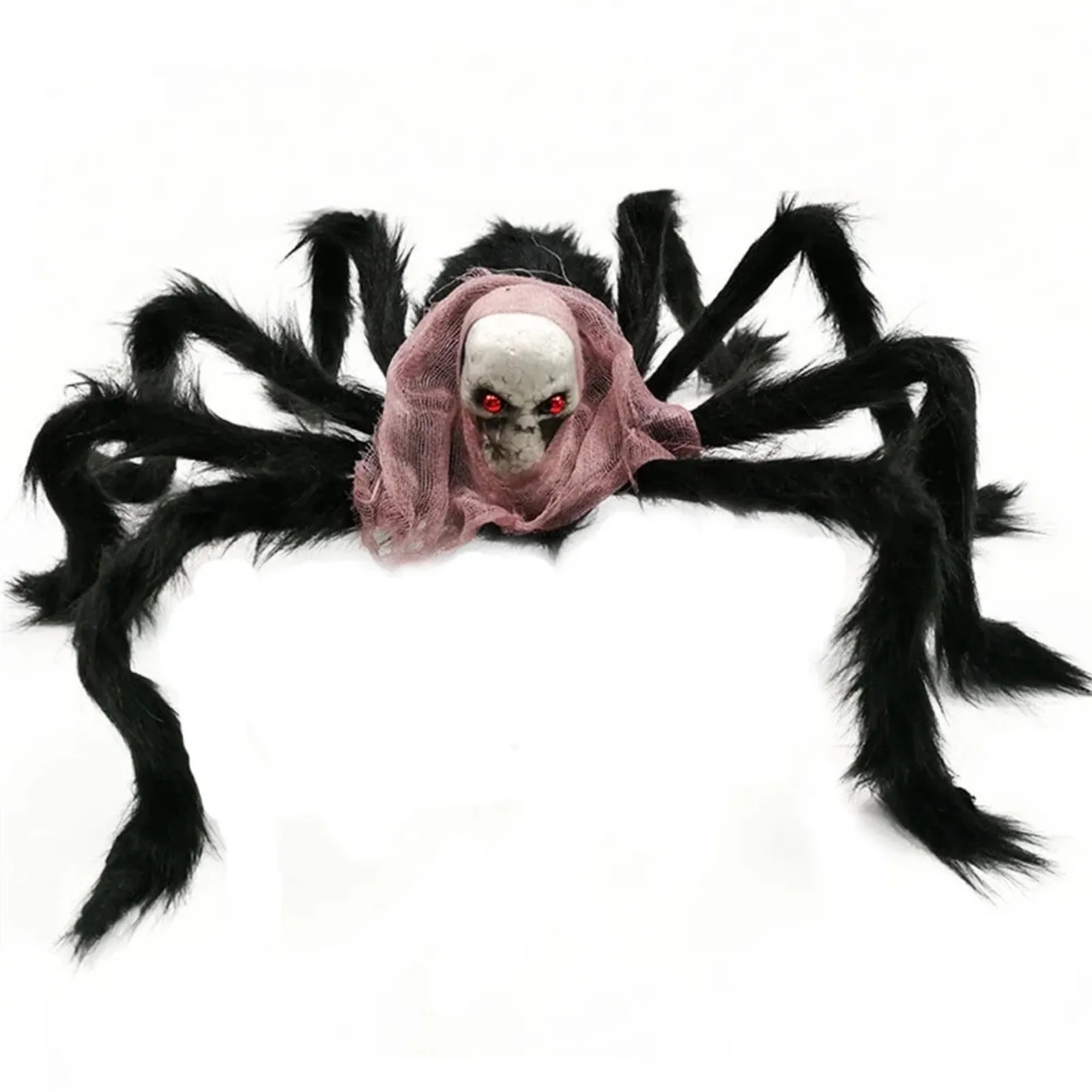 

Halloween Decor Simulation Spider Plush Skull Spider Veil Prop for Haunted House Horror Party Room Scene Decoration Supplies