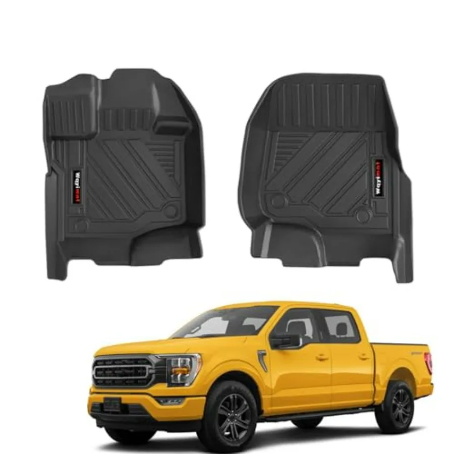 

Передние напольные коврики для F-150 SuperCrew/Super Cab/Lightning/Raptor 2015-2026 годов, всепогодные защитные коврики из TPE черного цвета с премиальной защитой