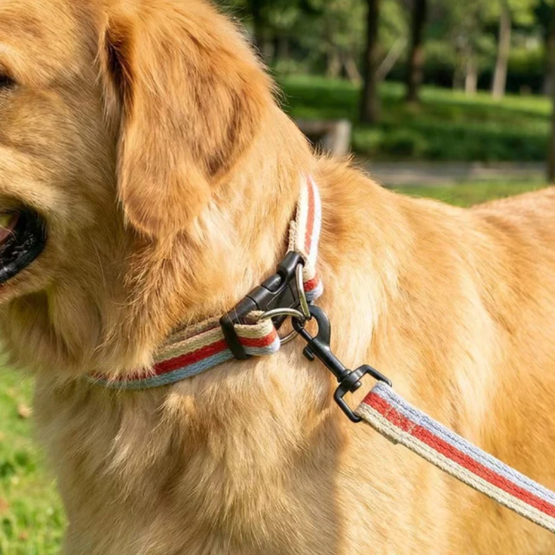 Pet Dog Collar Canvas Collar Neck Cover Sturdy Puppy Webbing Double D Buckle Insert Buckle Adjustable Universal for Cats&Dogs