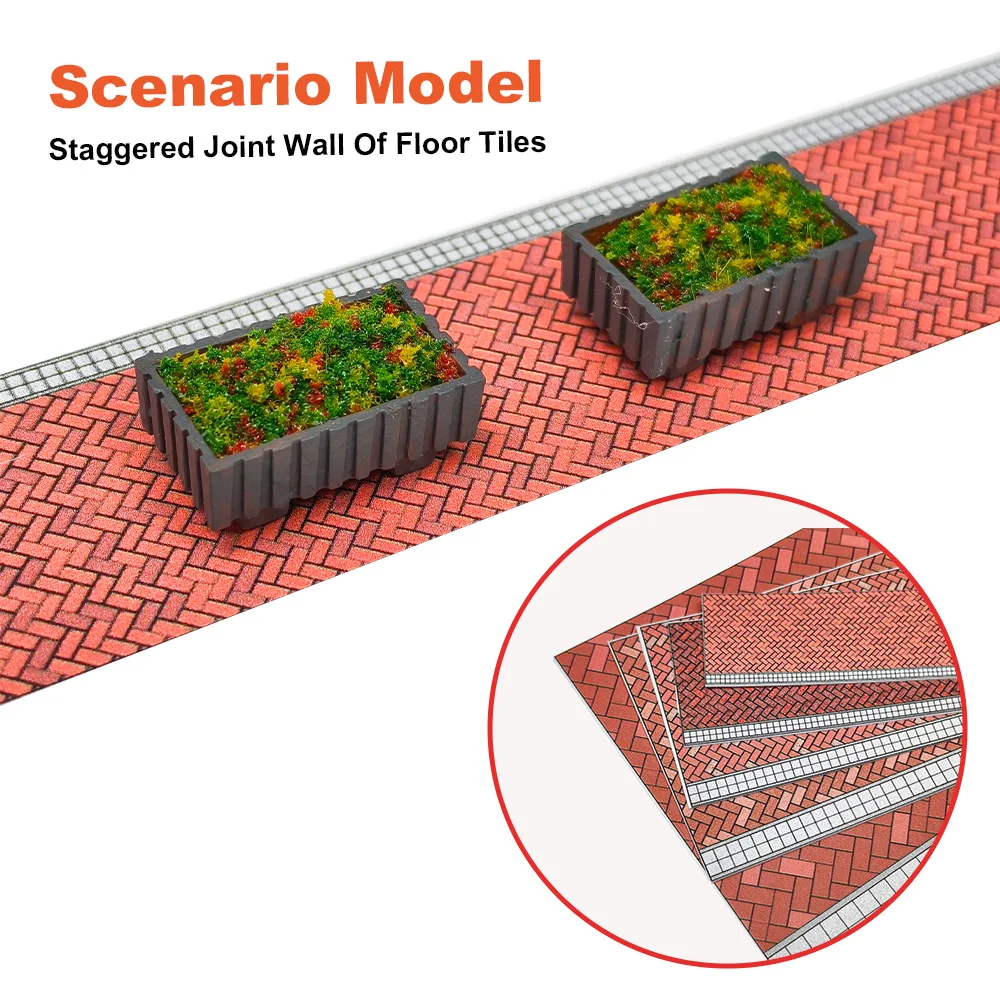 1/200-1/75 Miniature ABS Brick Floor/Road for Micro Landscape/Dollhouse/Garden Decor/Railway Layout/Dioramas Accessories 1pc