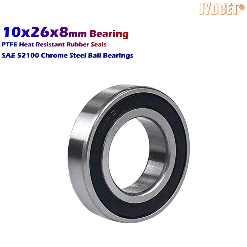 6000-2RS 10x26x8mm Double Rubber Seal Bearings, Pre-Lubricated and Stable Performance, Deep Groove Ball Bearings.