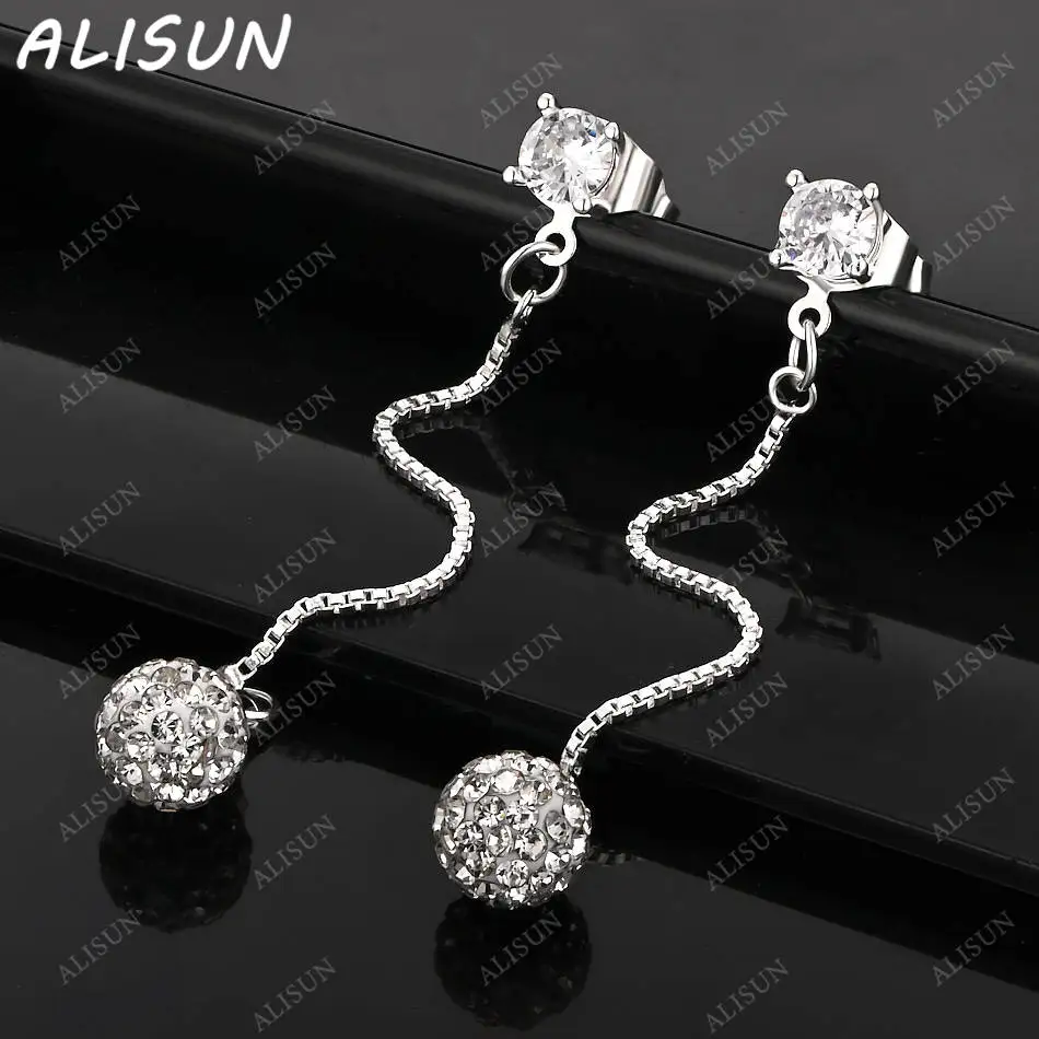 

ALISUN 925 Sterling Silver Zircons Balls Earrings Drop Earrings For Women Anniversary Gift Popular Wild Fashion Romantic Jewelry