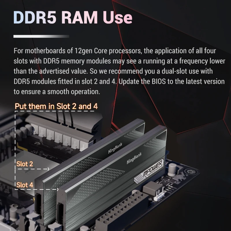 Imagem -02 - Kingbank Ddr5 16gb 16gbx2 7600mhz Mpower Cl36 Memória de Desktop 288 Pinos Pmic Ecc Dimm Ddr5 Ram Hynix a Die Chip de Alto Desempenho