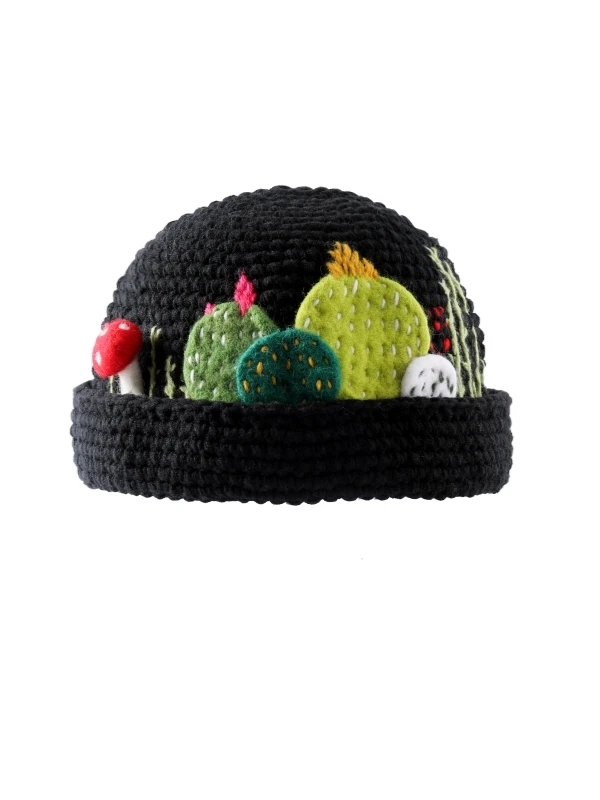 手かぎ針編みのウール帽子秋冬ラウンドトピアリーデザインキャップ男性女性シンプルなスタイルニット帽子ギフト帽子ファッションアクセサリー