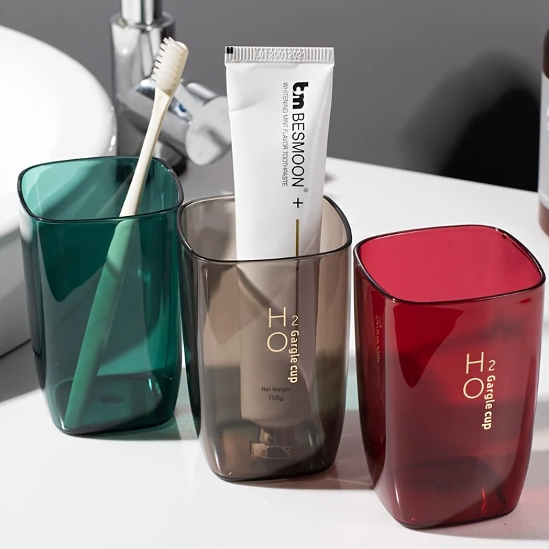 Solid Color Mouthwash Cup, Simple Couple Toothbrush Cup, Plastic Gargle Cup, Minimalist Bathroom Tumbler, Bathroom Accessories