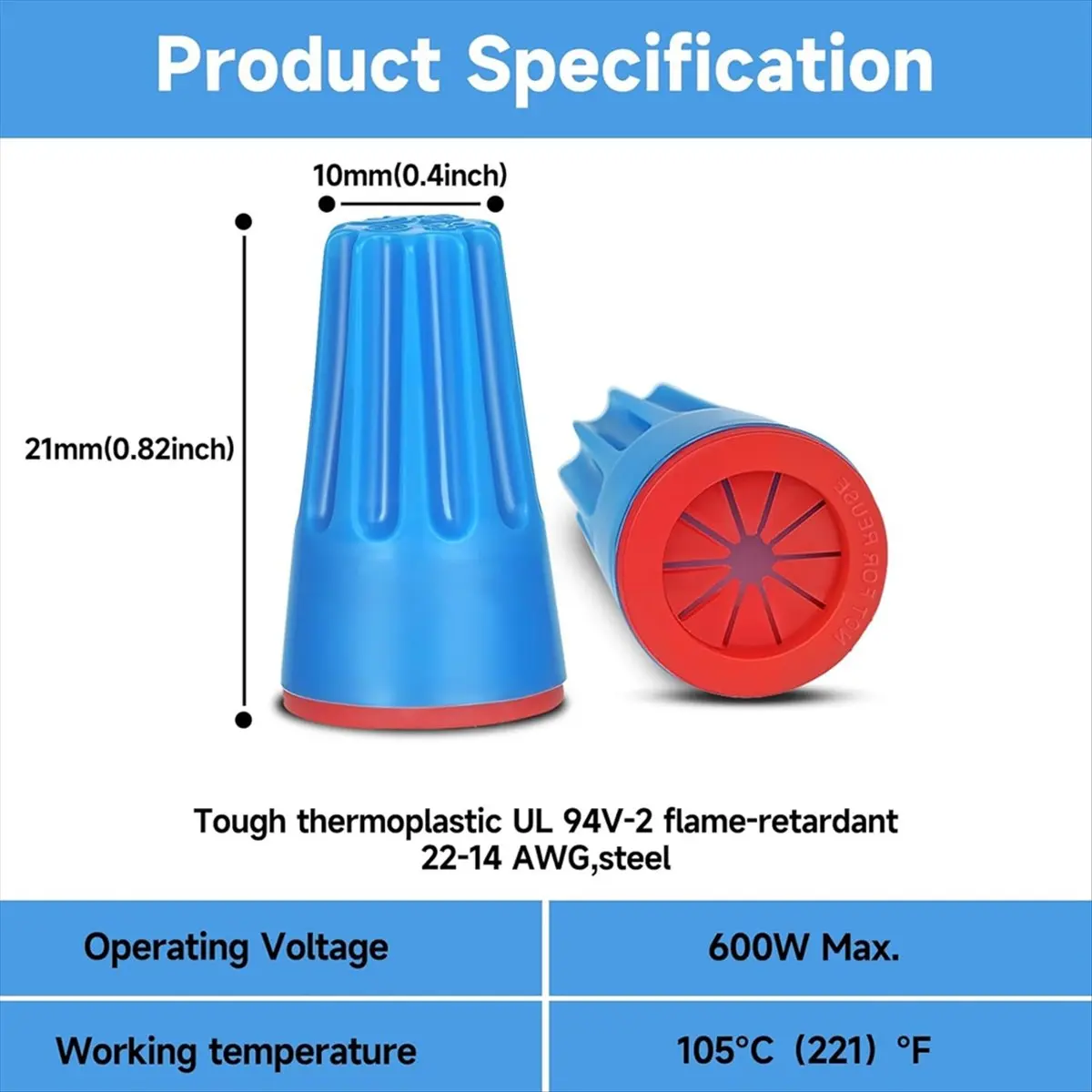 

AB09 50PCS Waterproof Wire Electrical Connectors 22AWG-14AWG,Outdoor Seal Electrical Twist Nuts Caps Cable Terminal Connector
