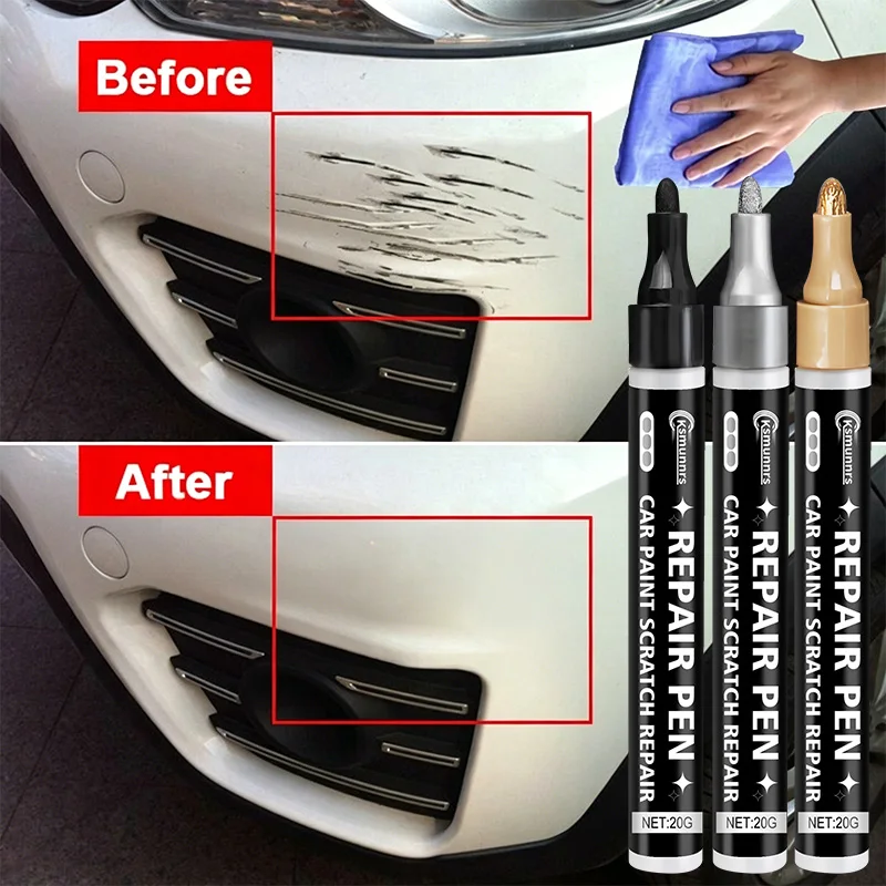 20g Car Touch Up Paint Pen, Auto Scratch Repair Fill Pen, Black White Golden Automotive Paint Remover