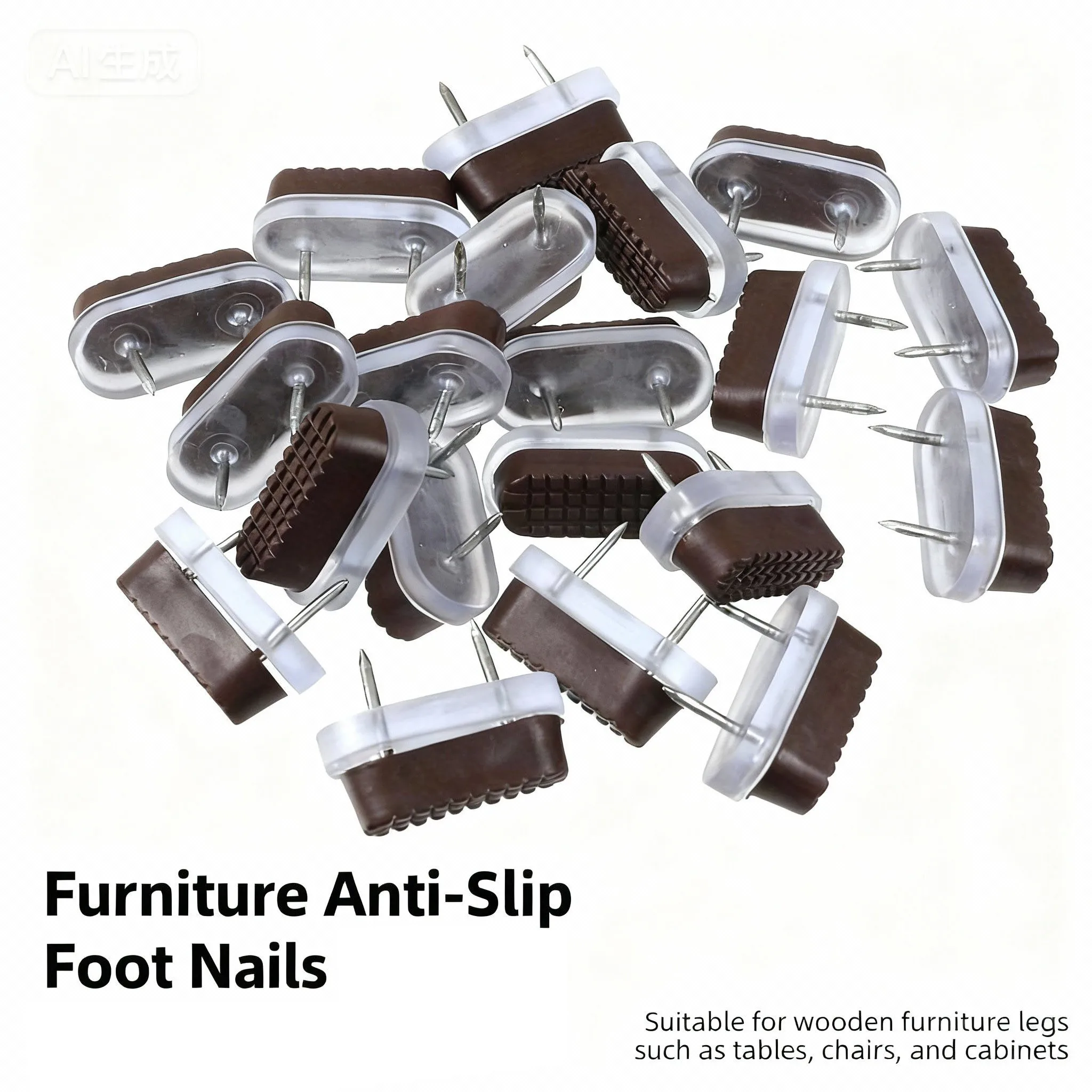 10Pcs Nail in Furniture Glides Square, Nylon Chair Glides Table Leg Protectors Chair Feet Sliders for Wood Floors (Brown)