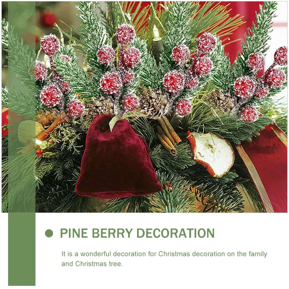 

2 Pcs Christmas Wreath Decoration Berries Making Supplies Pine Branches Simulation Decorations Berry Plastic Tree Ornaments