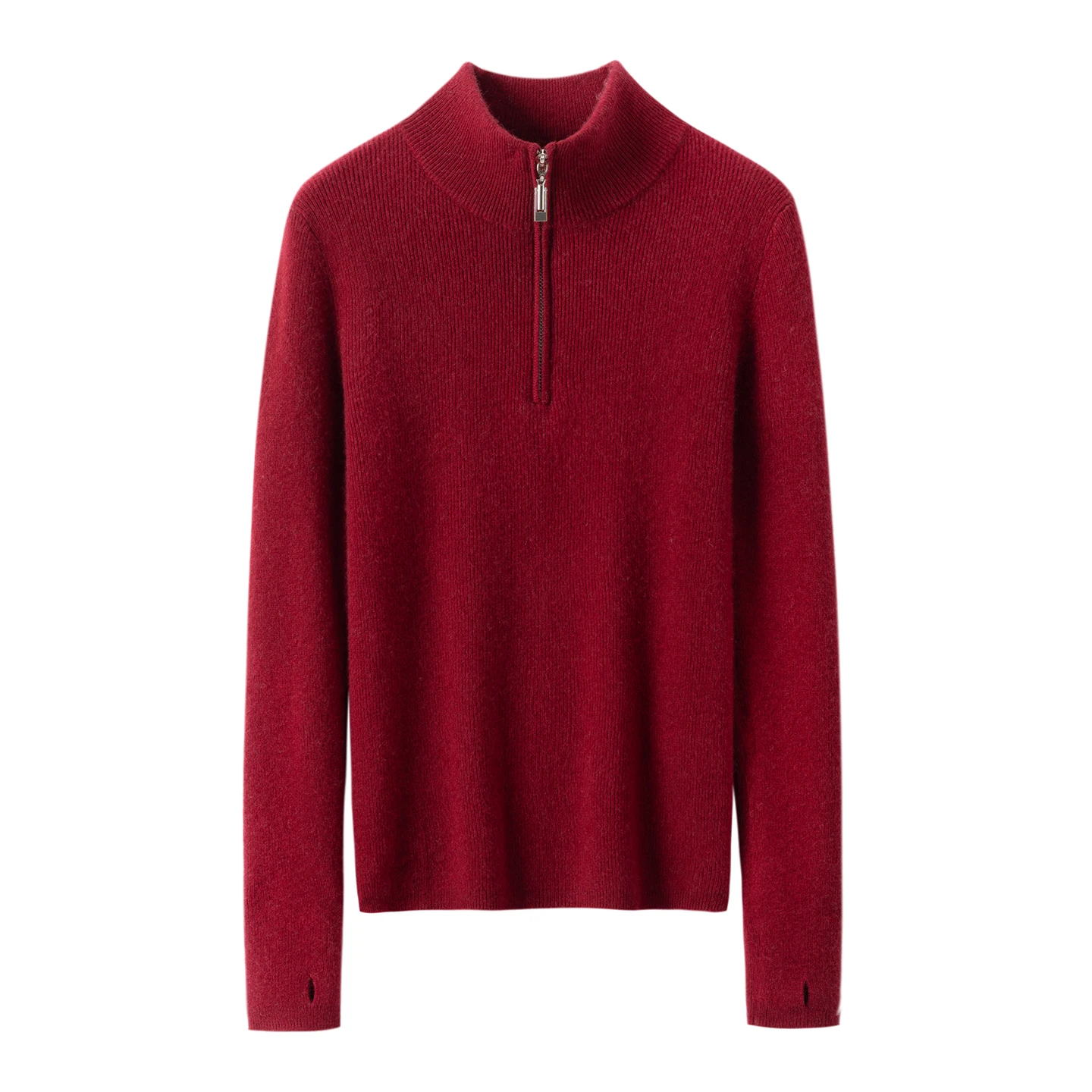 New Autumn Winter 100% Premium Cashmere Women Half-Zip Stand Collar Slim Fit Knit Sweater Minimalist Mature Solid Color Jumper