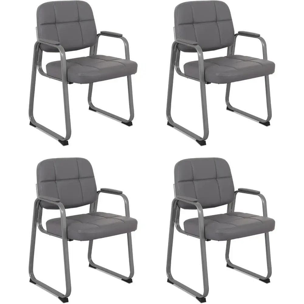 Ergonomic Office Guest Chairs with Soft Armrests Padded Seat Sleek Design Ideal Waiting Room Conference 4 Pack