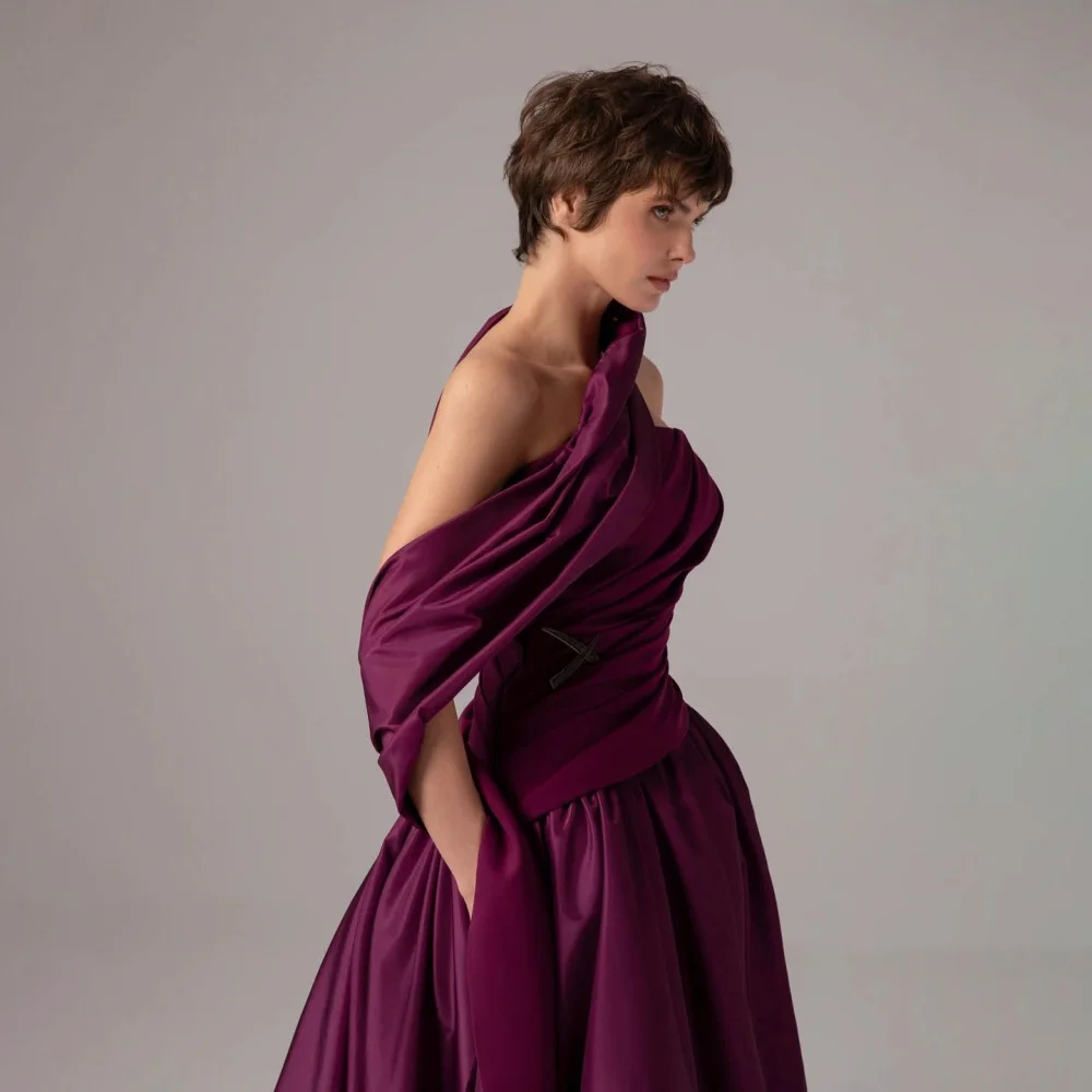 Robe de soirée personnalisée à col bateau, magnifique, sans manches, à volants, pour occasions formelles, Robe de soirée
