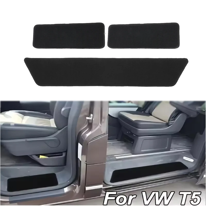 

3PCS Car Carpet Step Mat Set Black Carpet For Sliding Door Driver Passenger Door Car Mat Accessories For VW Transporter T5 T6