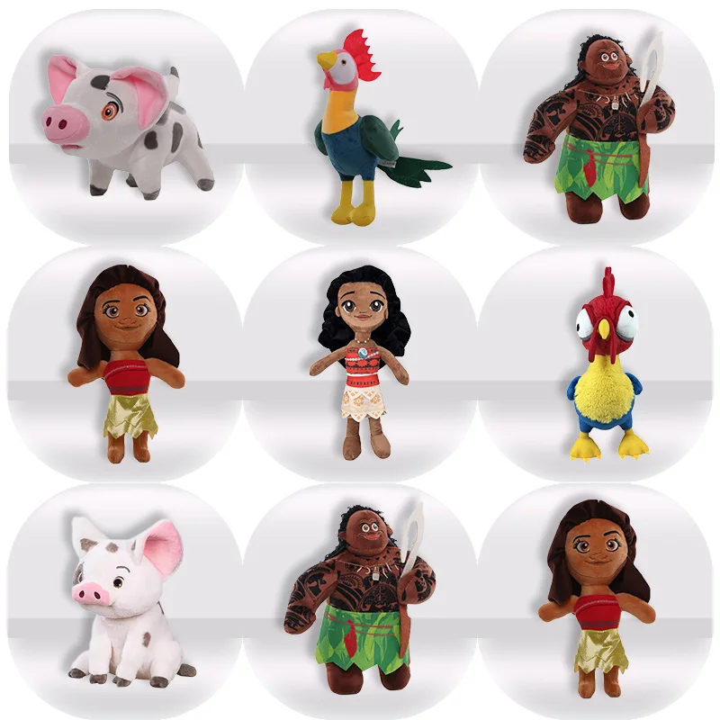 Moana 2 Disney Plush Toy Cartoon Anime Figure Stuffed Dolls Princess HeiHei Maui Rooster Pet Pig Pua Plush Toys Birthday Gifts