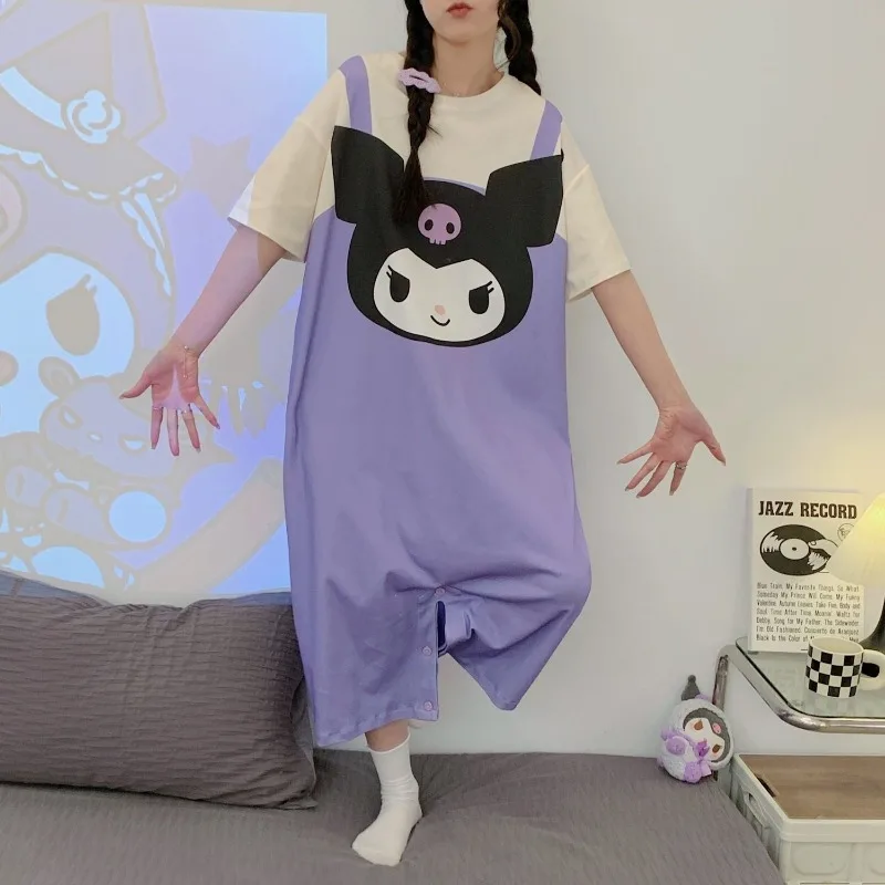 Sanrio Kuromi-mono estampado Cinnamoroll Bad Badtz-Maru para mujer, mono estético de estilo coreano, bonito y juguetón Y2k Clean Girl