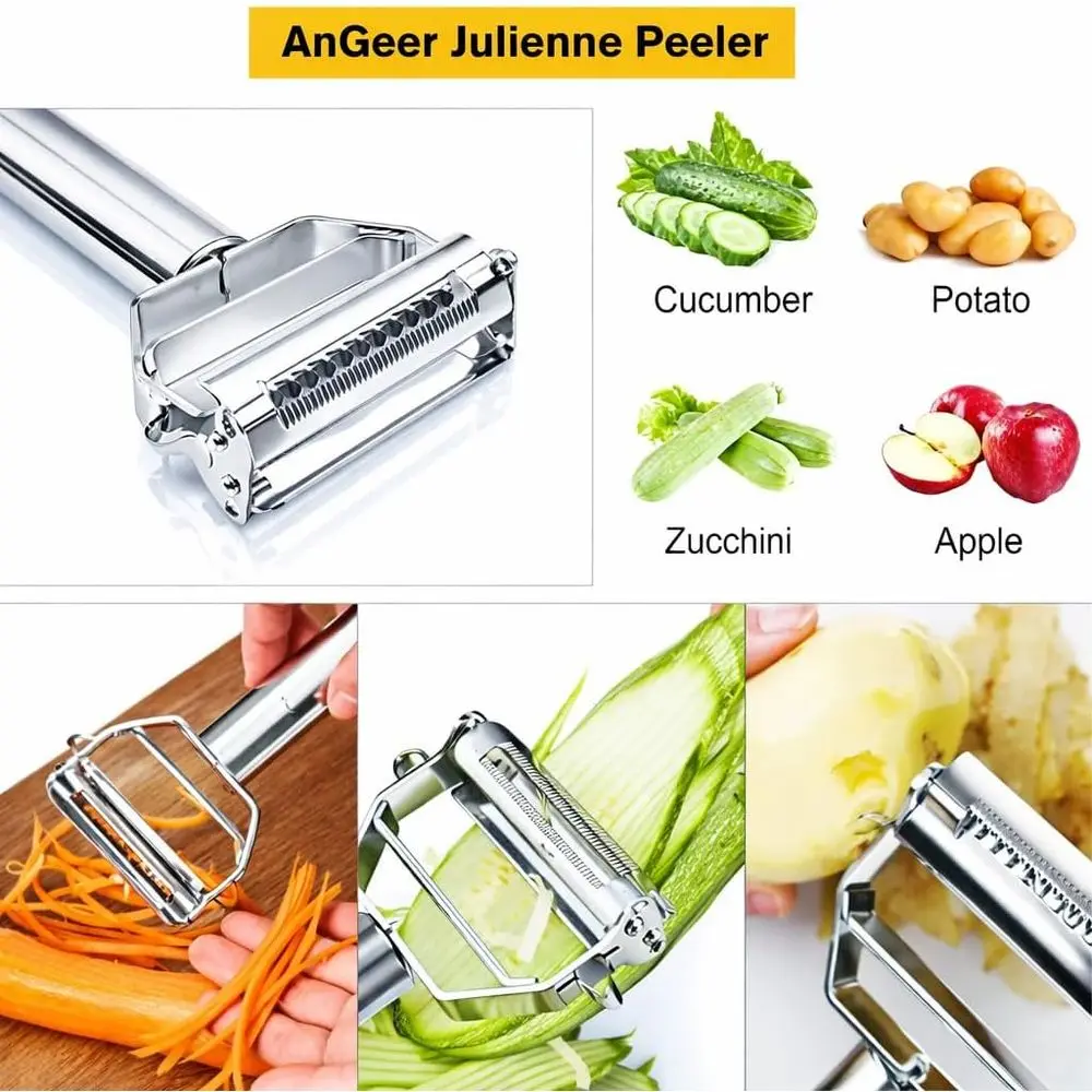 Double-Sided Blade Vegetable Peeler and Julienne Cutter, Multi-Function Fruit Slicer